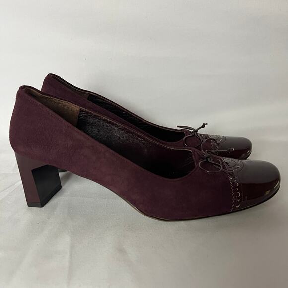 COMME CA DU MODE Burgandy Leather Pump Heels Size 22.5 Japan, US 7.5 - Picture 7 of 11